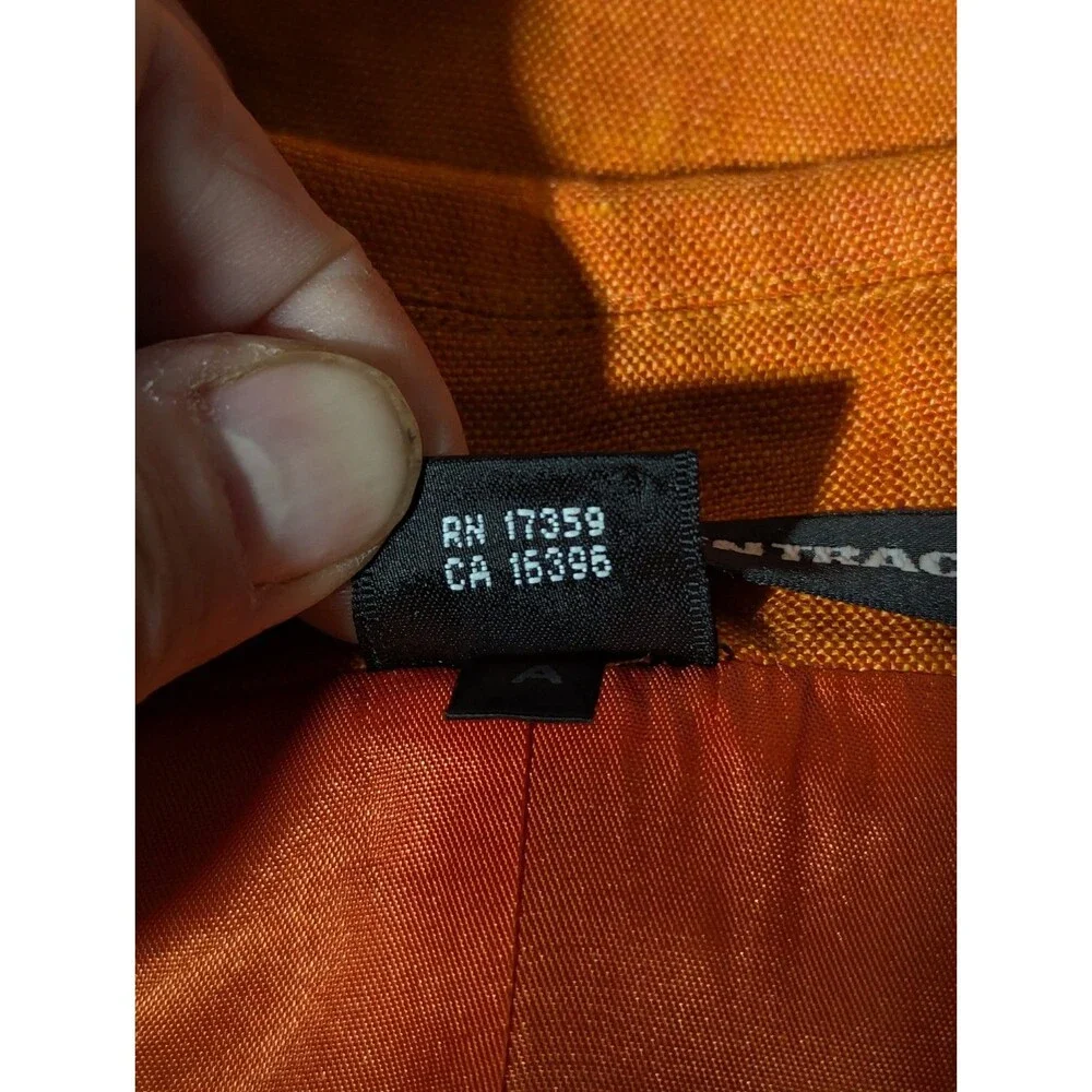 Linda Allard Ellen Tracy Sz 10 Orange Linen Blazer Structured Work Maximalist
